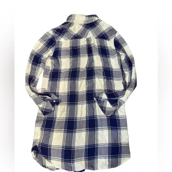 Like New Sawyer button shirtdress from Rails, Size Medium, Cobalt White Plaid - Picture 2 of 10